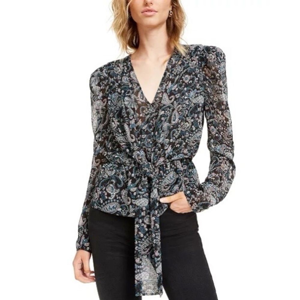 Leyden Women's Puff Sleeve Tie-Front Top